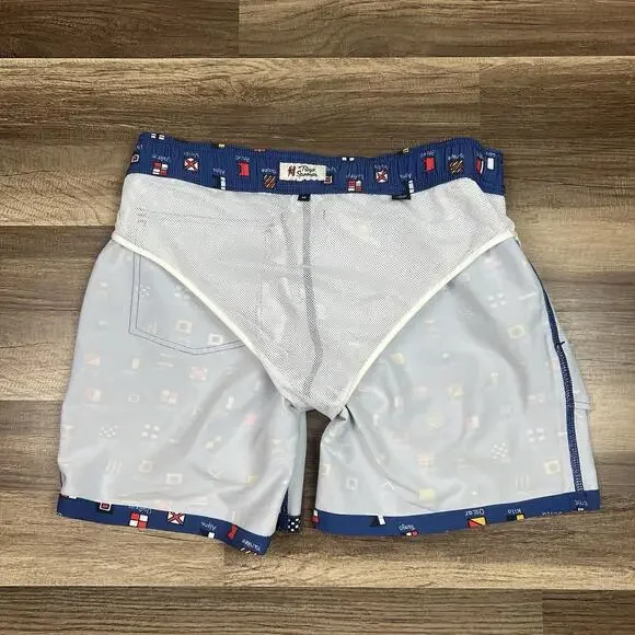 Reyn Spooner Charlie Foxtrot Maritime Signal Flags Swim Shorts 7” Inseam Sz M